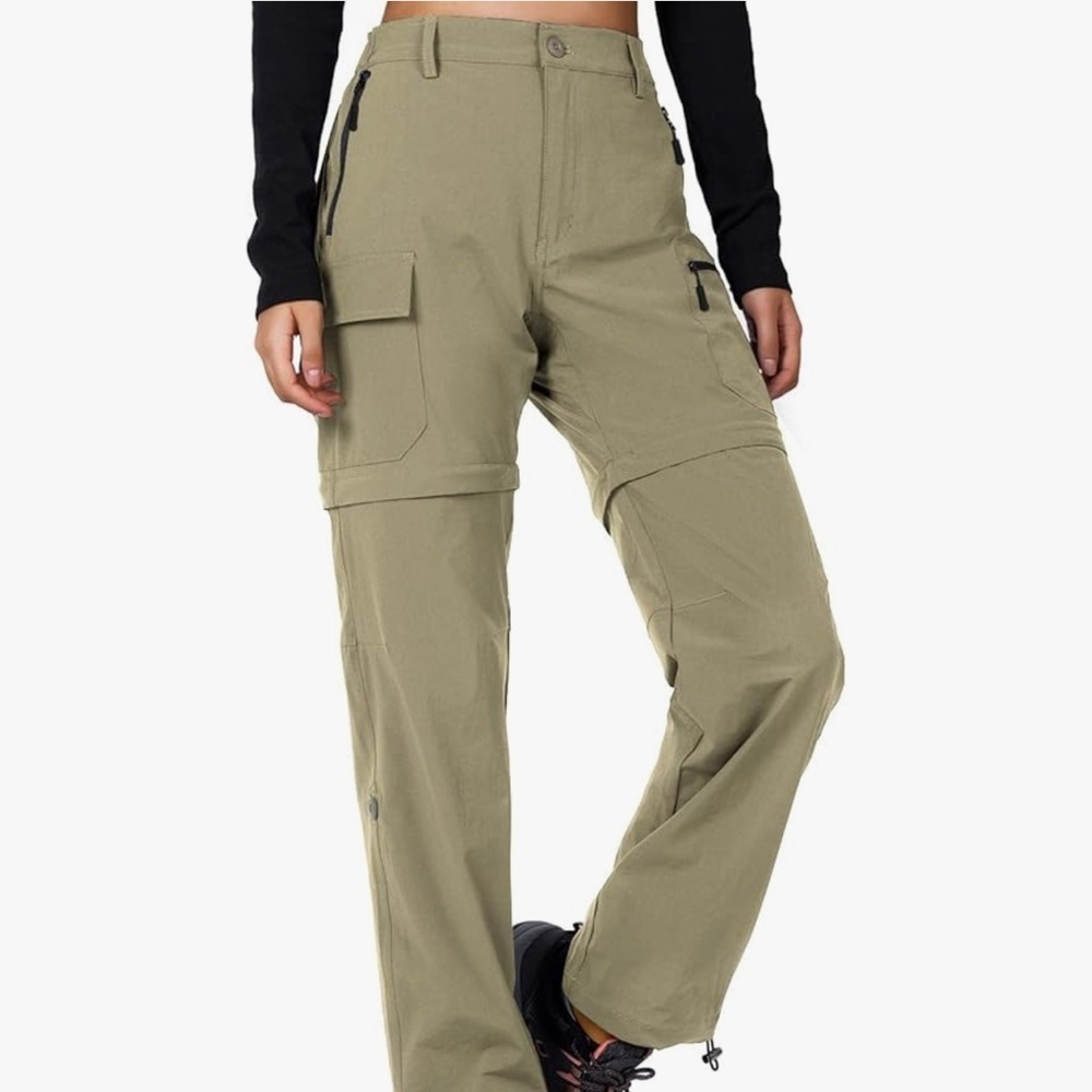 NWOT Women's Versatile Tan Cargo Hiking  Safari Camping convertible  pants Med/8